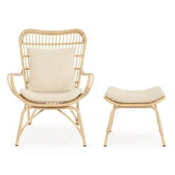 Viadurini in the Garden Metallsessel-Gartensessel mit Fußstütze und Kunstfasergeflecht - Matter