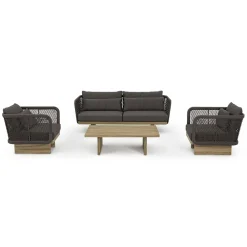 Viadurini in the Garden Holzsessel-Gartensessel mit Teakholzbasis und Seilrückenlehne, Homemotion - Chantall