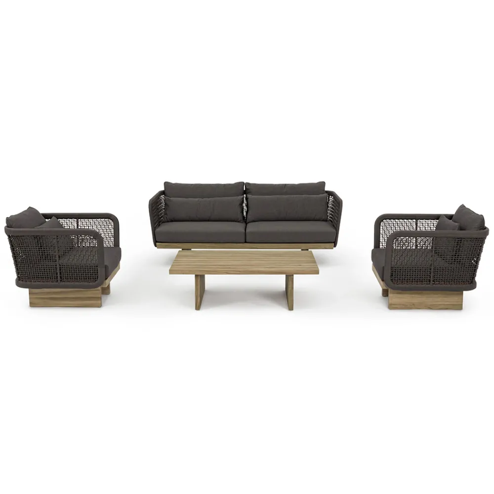 Viadurini in the Garden Holzsessel-Gartensessel mit Teakholzbasis und Seilrückenlehne, Homemotion - Chantall