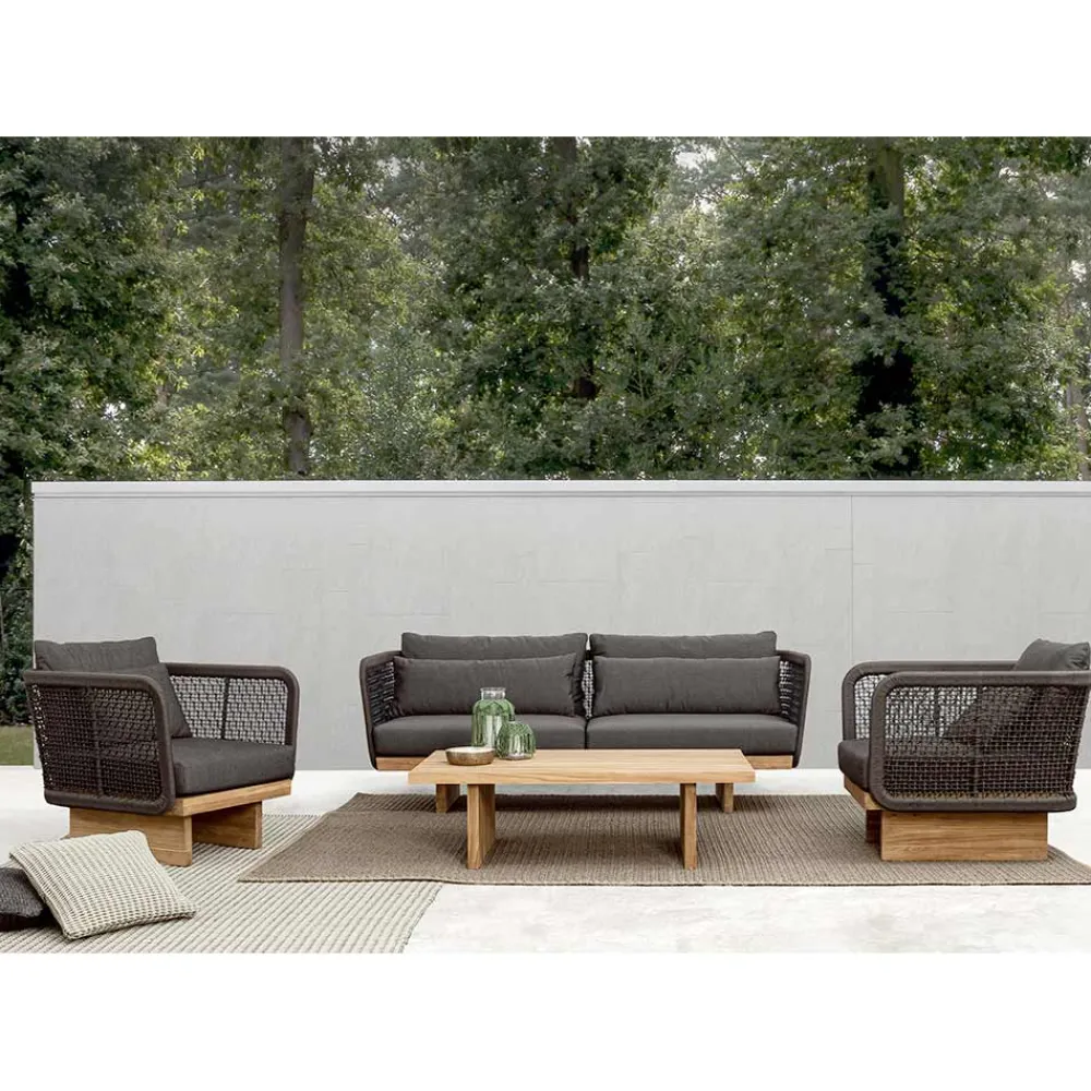 Viadurini in the Garden Holzsessel-Gartensessel mit Teakholzbasis und Seilrückenlehne, Homemotion - Chantall