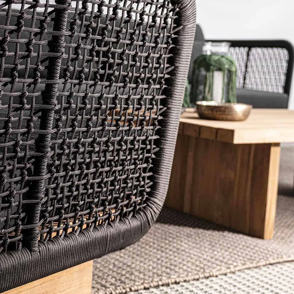 Viadurini in the Garden Holzsessel-Gartensessel mit Teakholzbasis und Seilrückenlehne, Homemotion - Chantall