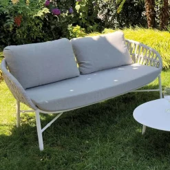 Viadurini in the Garden Gartensofas-Gartensofa aus Aluminium, Seil und Marsala oder weißem Stoff - Brise