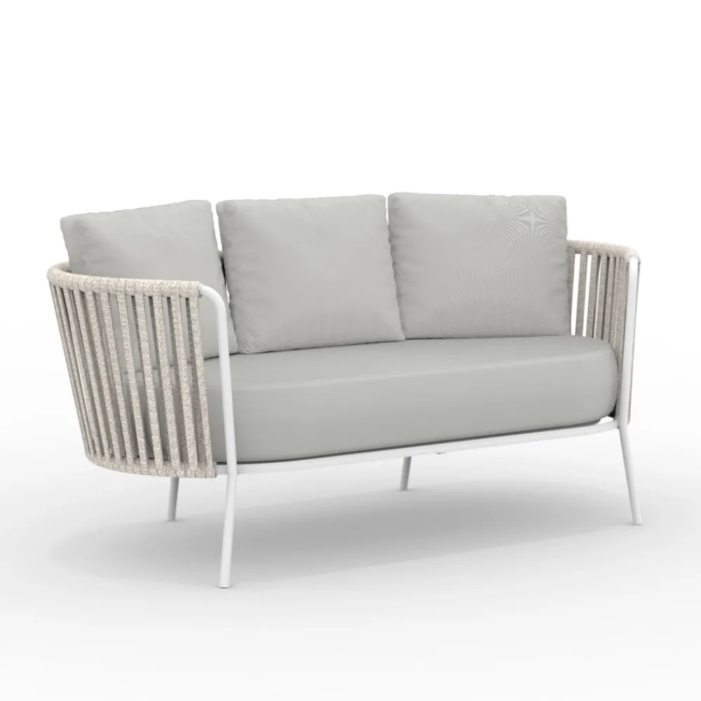 Viadurini in the Garden Gartensofas-Gartensofa aus Edelstahl und Seilrückenlehne - Luxura