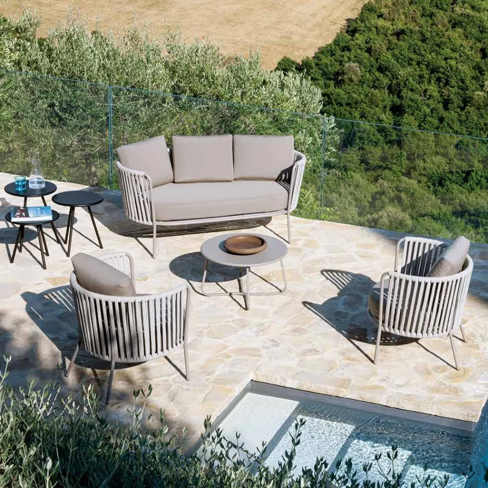 Viadurini in the Garden Gartensofas-Gartensofa aus Edelstahl und Seilrückenlehne - Luxura