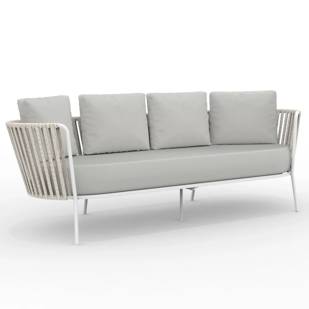 Viadurini in the Garden Gartensofas-Gartensofa aus Edelstahl und Seilrückenlehne - Luxura