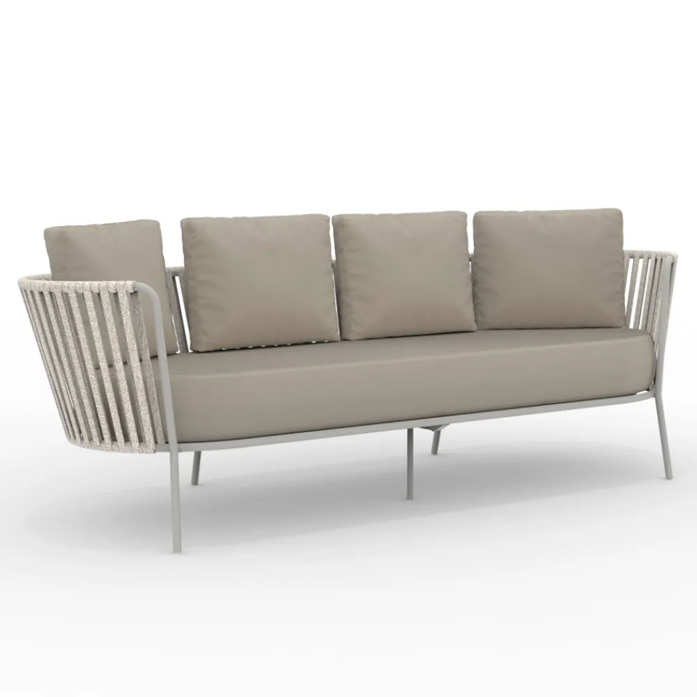 Viadurini in the Garden Gartensofas-Gartensofa aus Edelstahl und Seilrückenlehne - Luxura