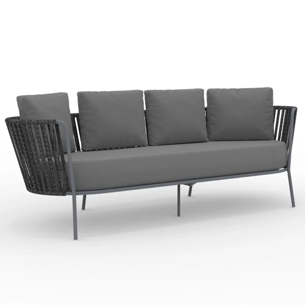 Viadurini in the Garden Gartensofas-Gartensofa aus Edelstahl und Seilrückenlehne - Luxura