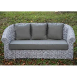 Viadurini in the Garden Gartensofas-Gartensofa aus natürlicher Kubù-Faser mit Kissen - Isildur