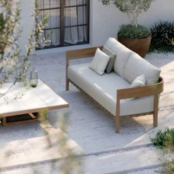 Viadurini in the Garden Gartensofas-Gartensofa aus Teakholz und Stoff Made in Italy - Briga
