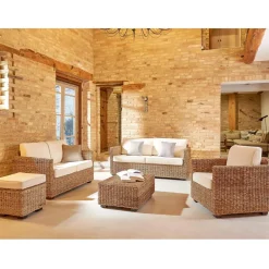 Viadurini in the Garden Gartensofas-Gartensofa in verschiedenen Größen in Abaca mit Kissen - Raziel