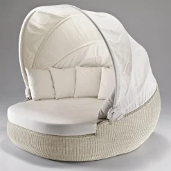 Viadurini in the Garden Sonnenliegen-Garten-Sonnenliege mit Polyrattan-Baldachin - Colin