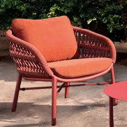 Viadurini in the Garden Metallsessel-Gartenstuhl aus Aluminium, Seil und Marsala oder weißem Stoff - Brise