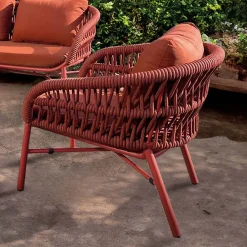 Viadurini in the Garden Metallsessel-Gartenstuhl aus Aluminium, Seil und Marsala oder weißem Stoff - Brise