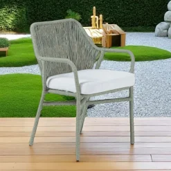 Viadurini in the Garden Metallsessel-Gartenstuhl aus Aluminium und Seilgeflecht - Asteria