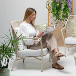 Viadurini in the Garden Metallsessel-Gartenstuhl aus Aluminium und Seilgeflecht - Asteria