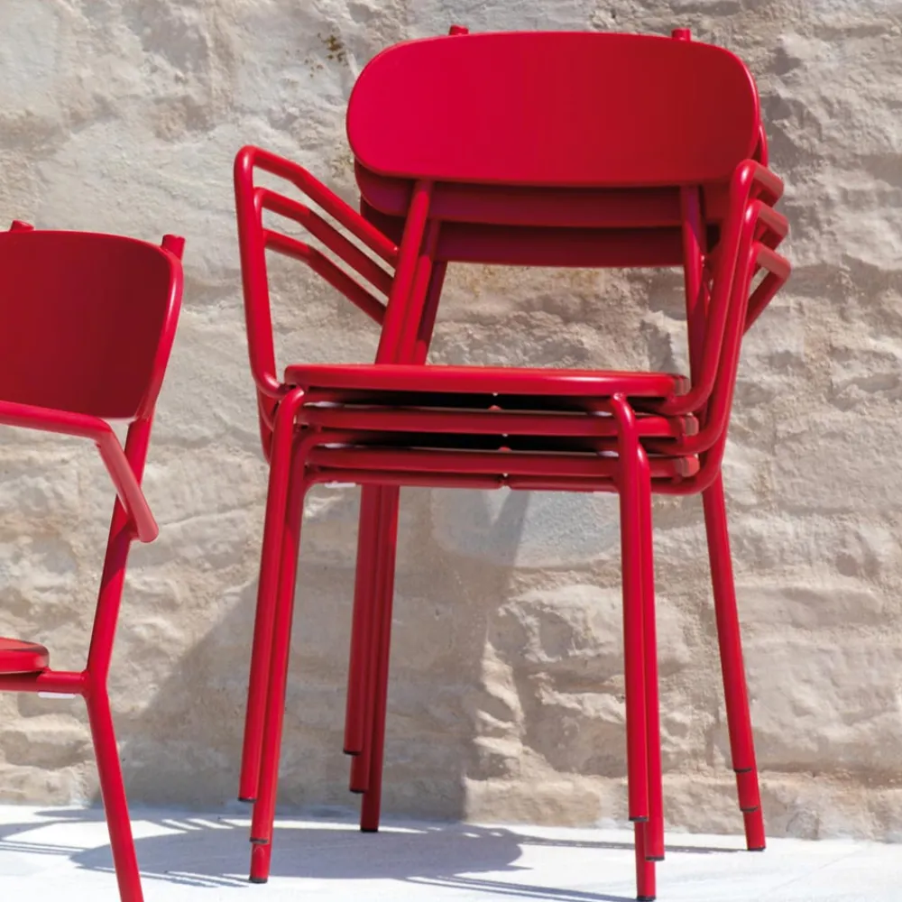 Viadurini in the Garden Gartenstühle Metall-Gartenstuhl aus Metall mit Armlehnen Made in Italy 4 Stück - Pixie