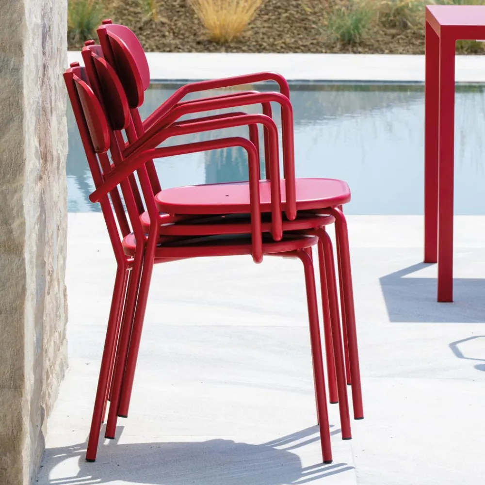 Viadurini in the Garden Gartenstühle Metall-Gartenstuhl aus Metall mit Armlehnen Made in Italy 4 Stück - Pixie