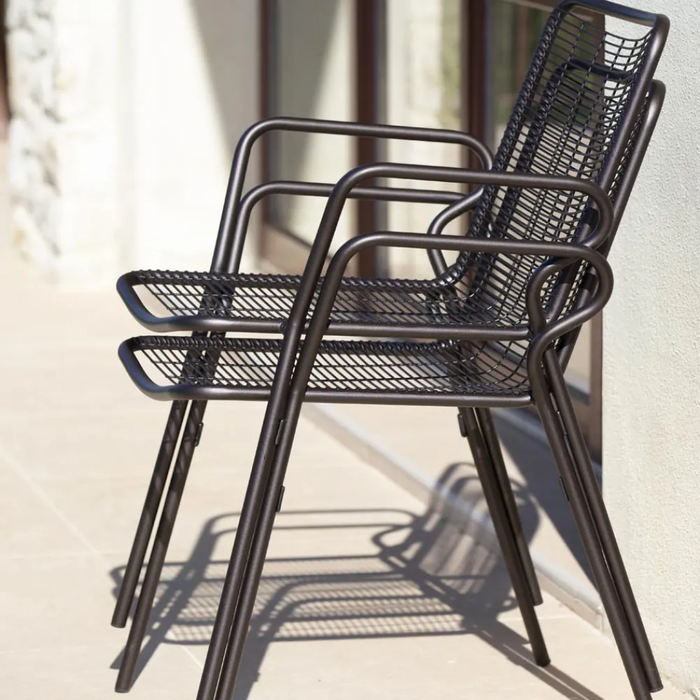 Viadurini in the Garden Gartenstühle Metall-Gartenstuhl aus Metall mit Armlehnen Made in Italy 2 Stück - Vikas