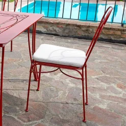 Viadurini in the Garden Gartenstühle Metall-Gartenstuhl aus rotem Eisen mit Kissen Made in Italy, 2 Stück - Achat