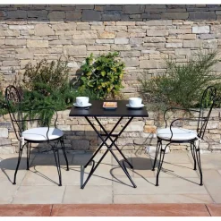 Viadurini in the Garden Gartenstühle Metall-Gartenstuhl aus schwarz lackiertem Eisen mit stapelbarer Struktur - Nacim