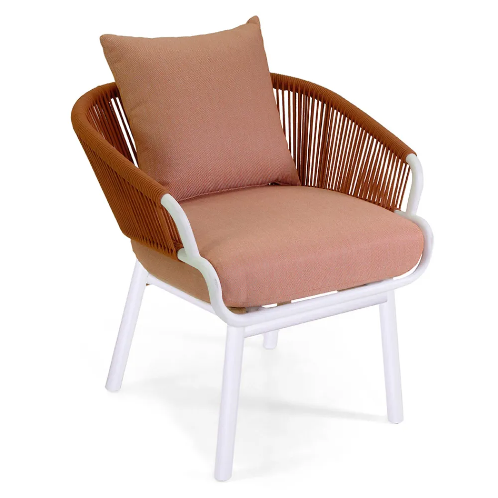 Viadurini in the Garden Metallsessel-Gartenstuhl mit Aluminiumrahmen und Seilen mit Kissen - Zelt