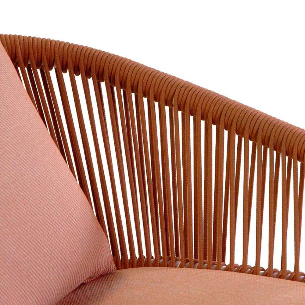 Viadurini in the Garden Metallsessel-Gartenstuhl mit Aluminiumrahmen und Seilen mit Kissen - Zelt