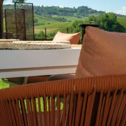 Viadurini in the Garden Metallsessel-Gartenstuhl mit Aluminiumrahmen und Seilen mit Kissen - Zelt