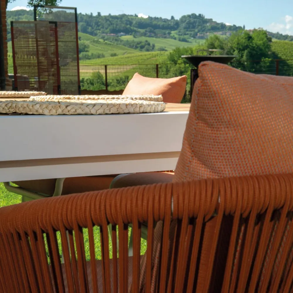 Viadurini in the Garden Metallsessel-Gartenstuhl mit Aluminiumrahmen und Seilen mit Kissen - Zelt