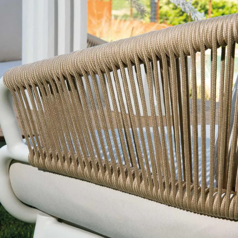 Viadurini in the Garden Metallsessel-Gartenstuhl mit Aluminiumrahmen und Seilen mit Kissen - Zelt