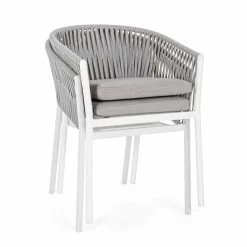 Viadurini in the Garden Gartenstühle Metall-Gartenstuhl mit Armlehnen aus weißem und grauem Aluminium Homemotion - Rubio