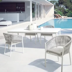 Viadurini in the Garden Gartenstühle Metall-Gartenstuhl mit Armlehnen aus weißem und grauem Aluminium Homemotion - Rubio