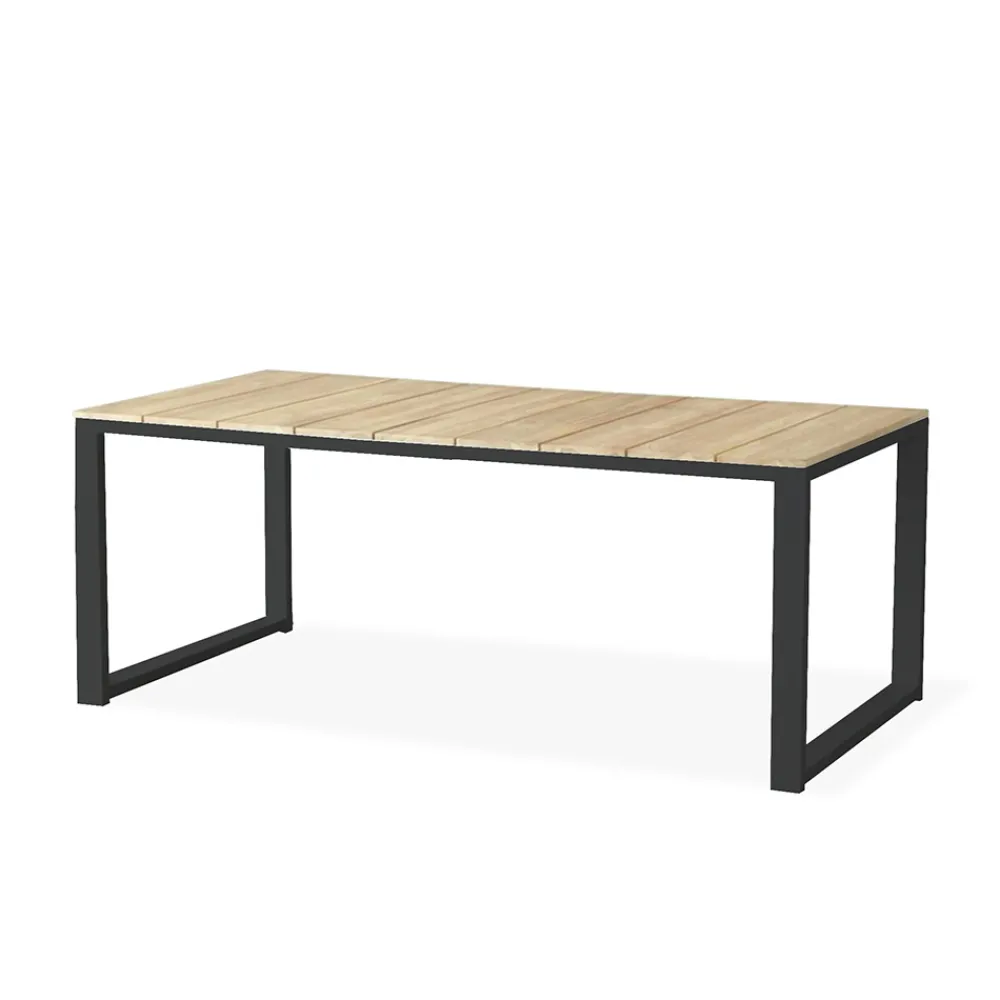 Viadurini in the Garden Gartentische Aus Teakholz-Gartentisch aus massivem Kiefernholz mit Metallfuß - Medino