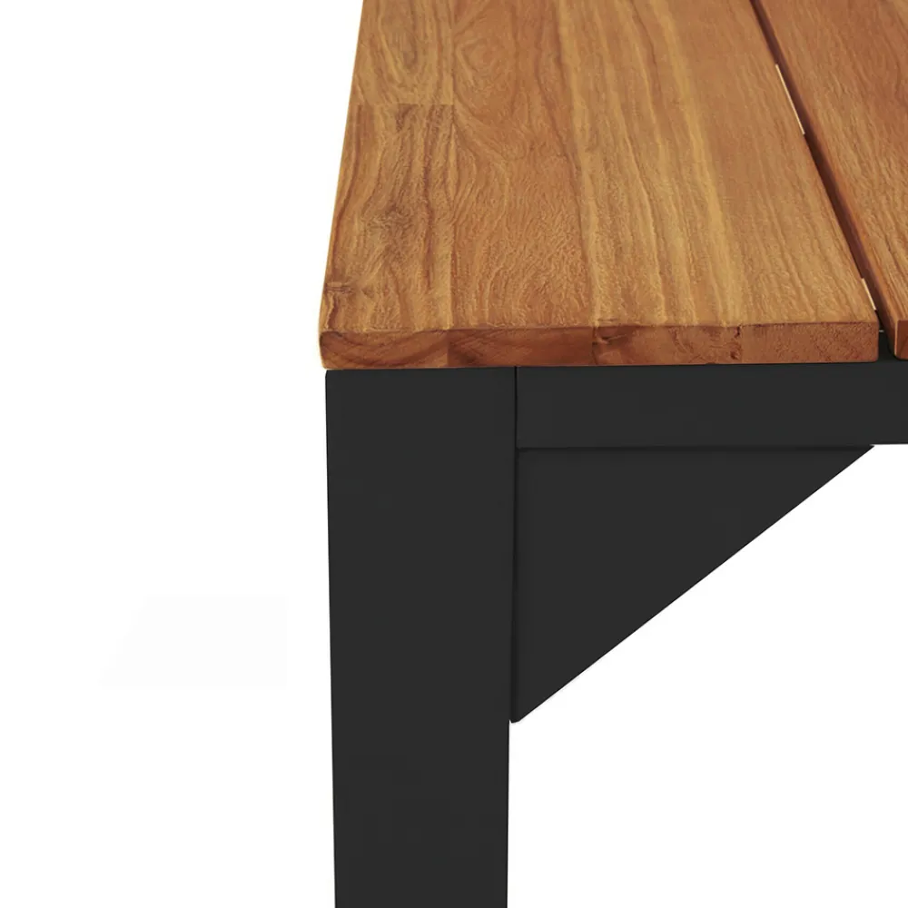 Viadurini in the Garden Gartentische Aus Teakholz-Gartentisch aus massivem Kiefernholz mit Metallfuß - Medino