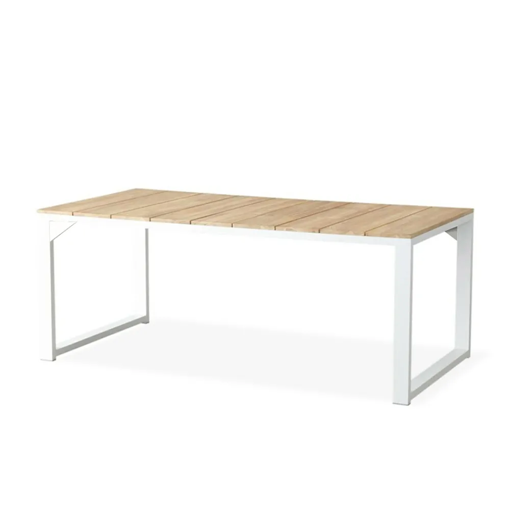 Viadurini in the Garden Gartentische Aus Teakholz-Gartentisch aus massivem Kiefernholz mit Metallfuß - Medino