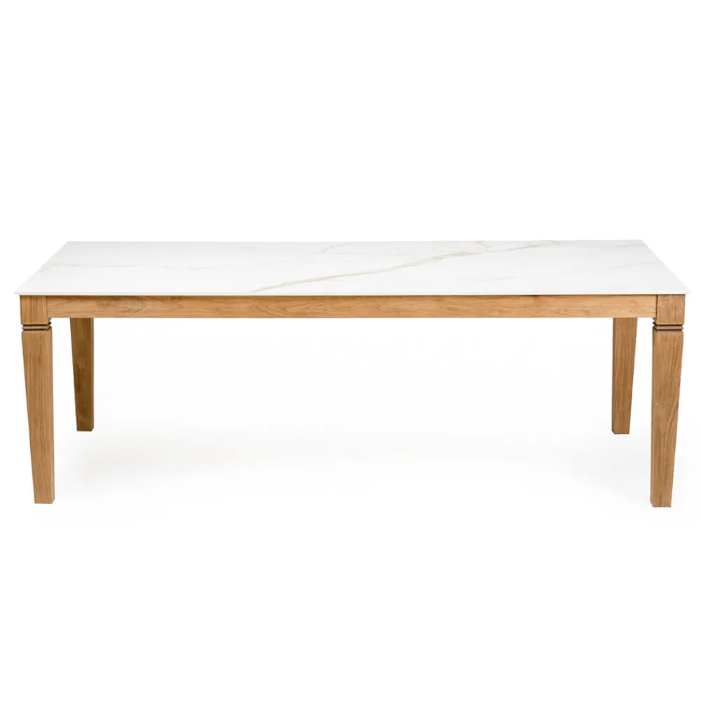 Viadurini in the Garden Gartentische Fest-Gartentisch aus natürlichem Teakholz und Keramikplatte - Artes