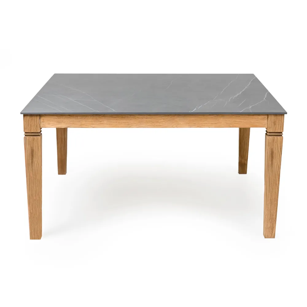 Viadurini in the Garden Gartentische Fest-Gartentisch aus natürlichem Teakholz und Keramikplatte - Artes