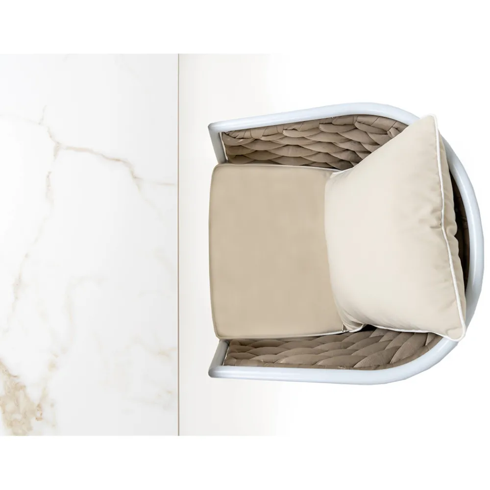 Viadurini in the Garden Gartentische Aus Teakholz-Gartentisch mit 4 Stühlen aus Aluminium und Flechten - Artes