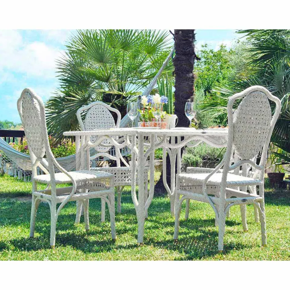 Viadurini in the Garden Gartentische Aus Aluminium-Gartentisch mit Glasplatte Romeo Design handmade in modernem Design