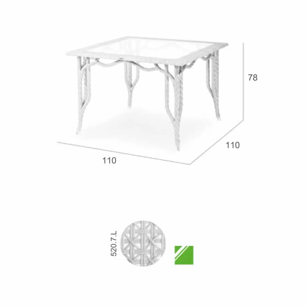 Viadurini in the Garden Gartentische Aus Aluminium-Gartentisch mit Glasplatte Romeo Design handmade in modernem Design