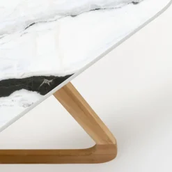 Viadurini in the Garden Gartentische Fest|Gartentische Aus Teakholz-Gartentisch mit Holzgestell und Keramikplatte Panda White - Infinity