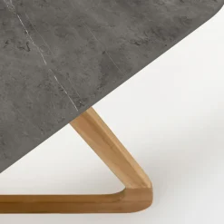 Viadurini in the Garden Gartentische Fest|Gartentische Aus Teakholz-Gartentisch mit Holzgestell und Platte aus Pietra-Graukeramik - Infinity