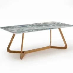 Viadurini in the Garden Gartentische Fest|Gartentische Aus Teakholz-Gartentisch mit Holzsockel und ikonischer Cyprus-Keramikplatte - Infinity