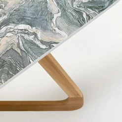 Viadurini in the Garden Gartentische Fest|Gartentische Aus Teakholz-Gartentisch mit Holzsockel und ikonischer Cyprus-Keramikplatte - Infinity