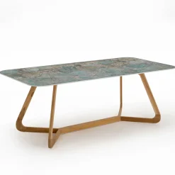 Viadurini in the Garden Gartentische Fest|Gartentische Aus Teakholz-Gartentisch mit Holzsockel und Santos-Keramikplatte - Infinity