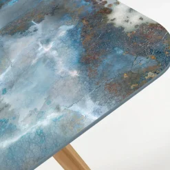 Viadurini in the Garden Gartentische Fest|Gartentische Aus Teakholz-Gartentisch mit Holzsockel und Keramikplatte in Gewitteroptik - Infinity