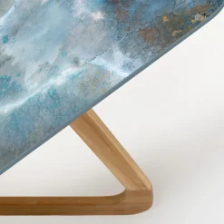 Viadurini in the Garden Gartentische Fest|Gartentische Aus Teakholz-Gartentisch mit Holzsockel und Keramikplatte in Gewitteroptik - Infinity