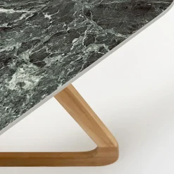 Viadurini in the Garden Gartentische Fest|Gartentische Aus Teakholz-Gartentisch mit Holzsockel und grüner Keramikplatte aus Frankreich - Infinity