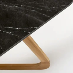 Viadurini in the Garden Gartentische Fest|Gartentische Aus Teakholz-Gartentisch mit Holzsockel und schwarzer Marquinia-Keramikplatte - Infinity