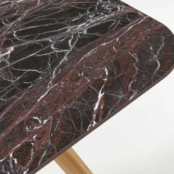 Viadurini in the Garden Gartentische Fest|Gartentische Aus Teakholz-Gartentisch mit Holzsockel und roter Domus-Keramikplatte - Infinity