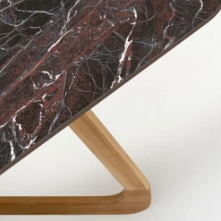 Viadurini in the Garden Gartentische Fest|Gartentische Aus Teakholz-Gartentisch mit Holzsockel und roter Domus-Keramikplatte - Infinity